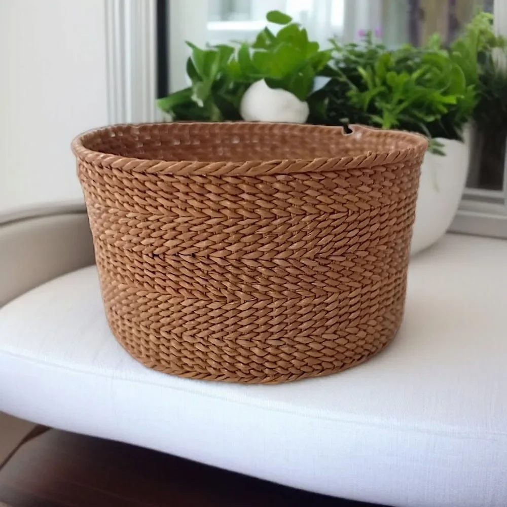 Native American Sweet Grass Woven‎ Basket MINI Vintage Trinkets Bohemian Natural